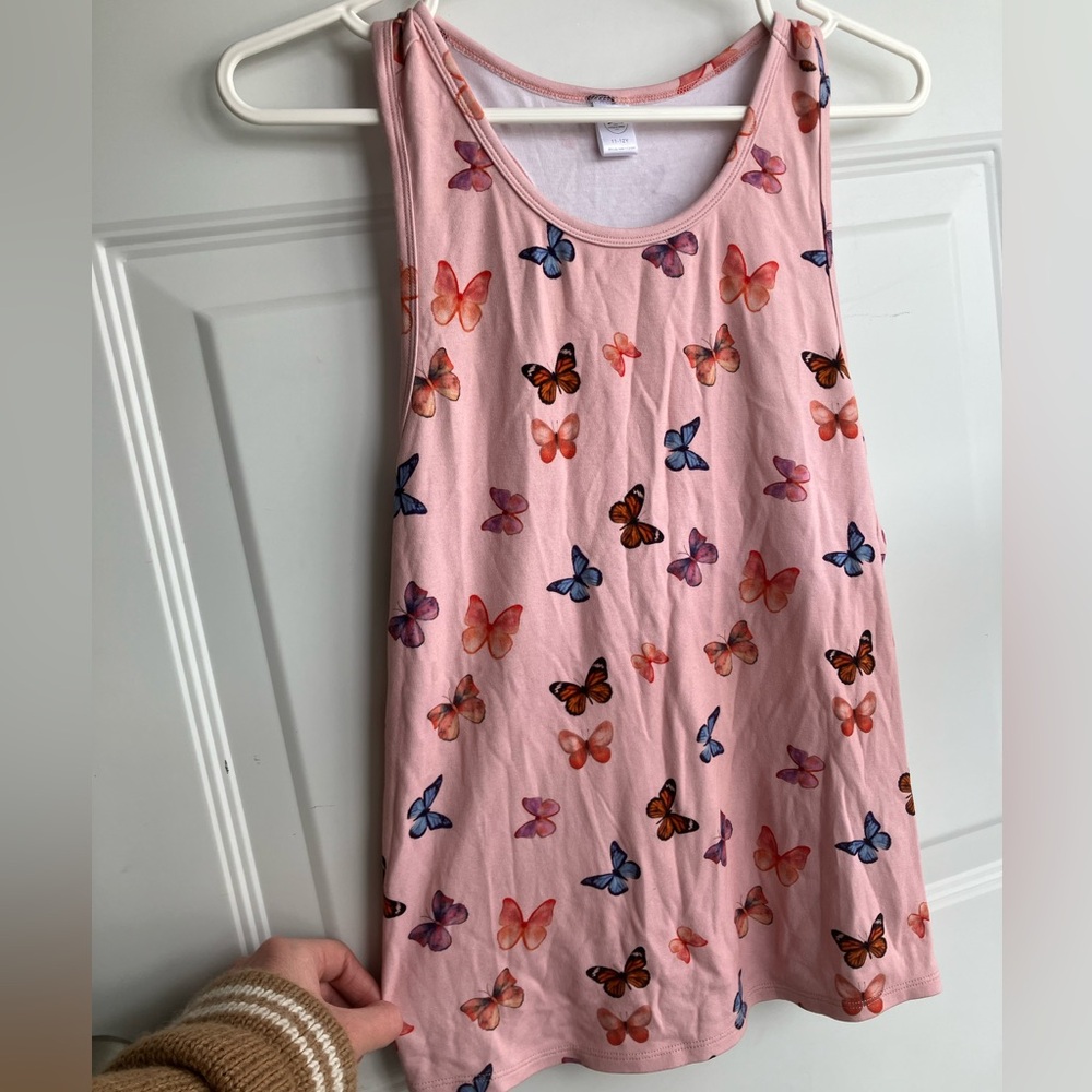 Little & lively pink butterfly racer back tank top youth 11/12 years